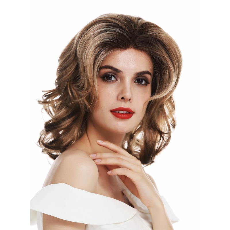 Lady wig lace front glamorous wavy 80’s blonde platinum brown balayage DW2015-LF
