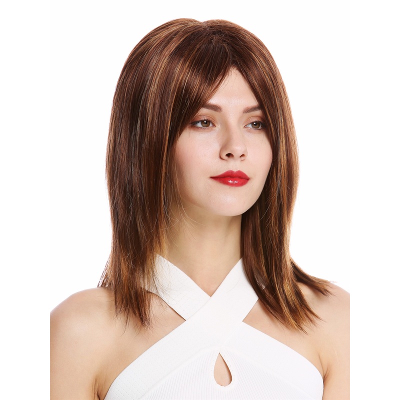 Lady Wig shoulder-length fringe parting straight auburn copper blonde GFW2472