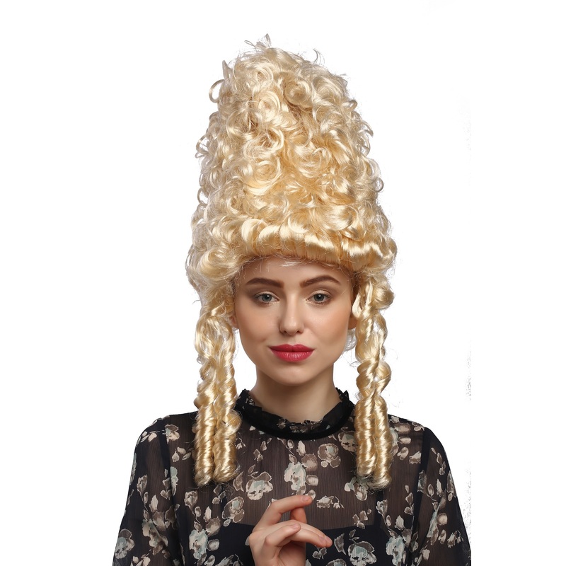 Lady Women Party Wig historic Baroque Beehive blond curly Marie Antoinette 90867