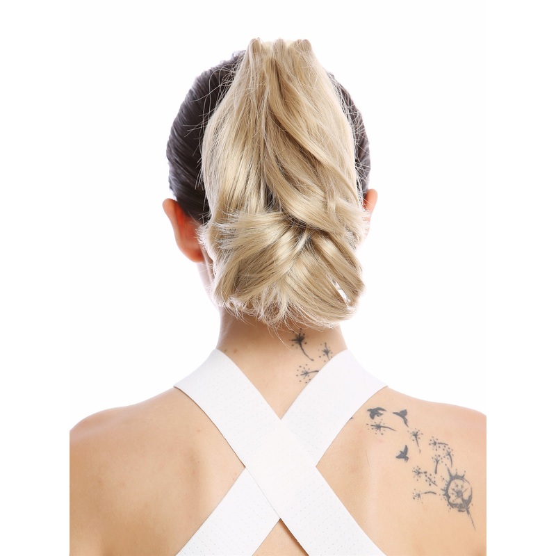 Ponytail Hairpiece Extensions short wavy light ash blond 10
