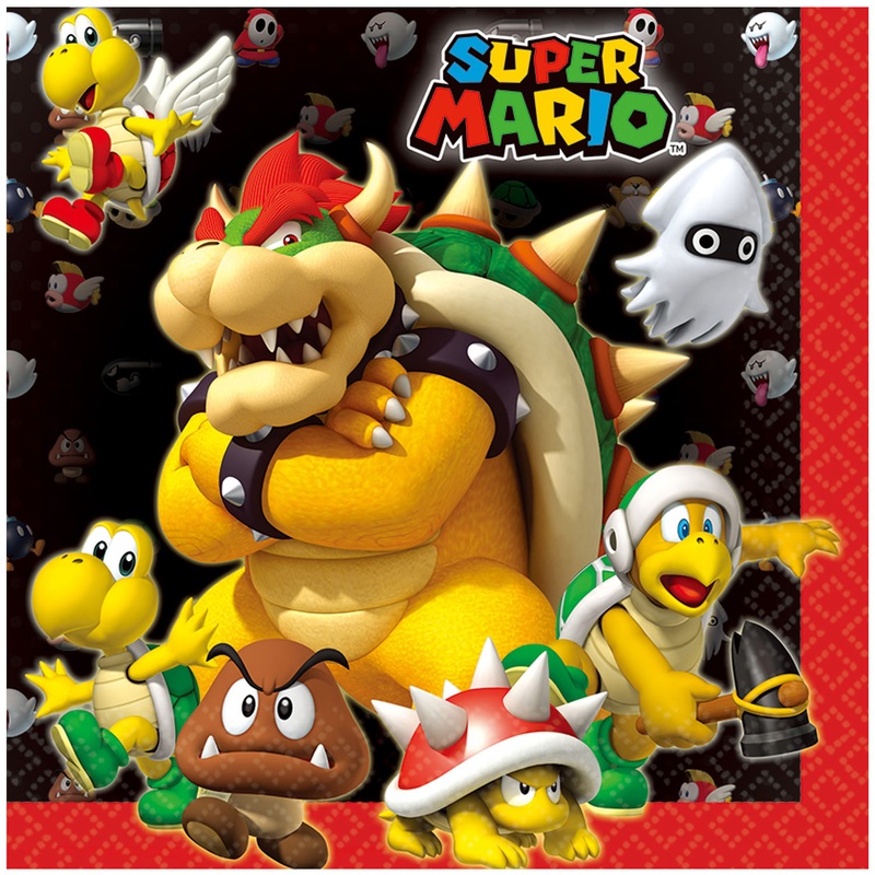 Super Mario Luncheon Napkins 33cm – 16 pack