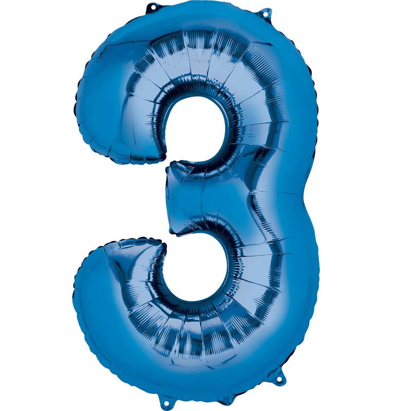 16” Number 3 Blue Air Fill Balloon