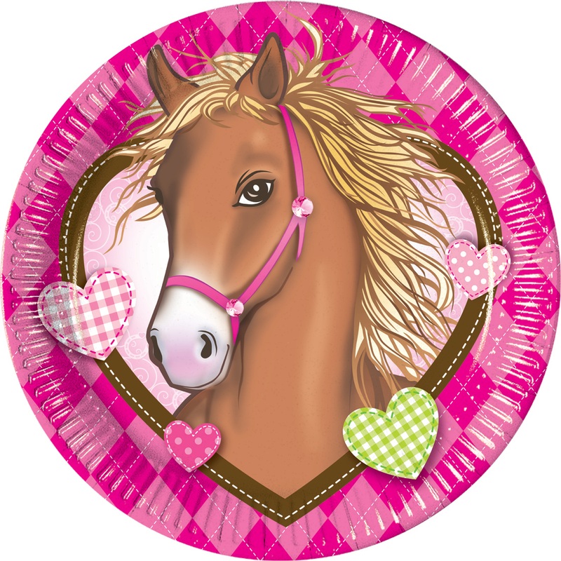 8 horse love paper plates 23cm