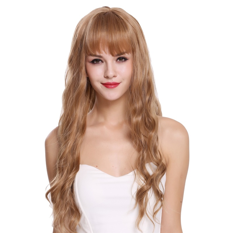 Enchanting  women’s wig lady fringe long wavy champagne blonde mix DL050-D22/36