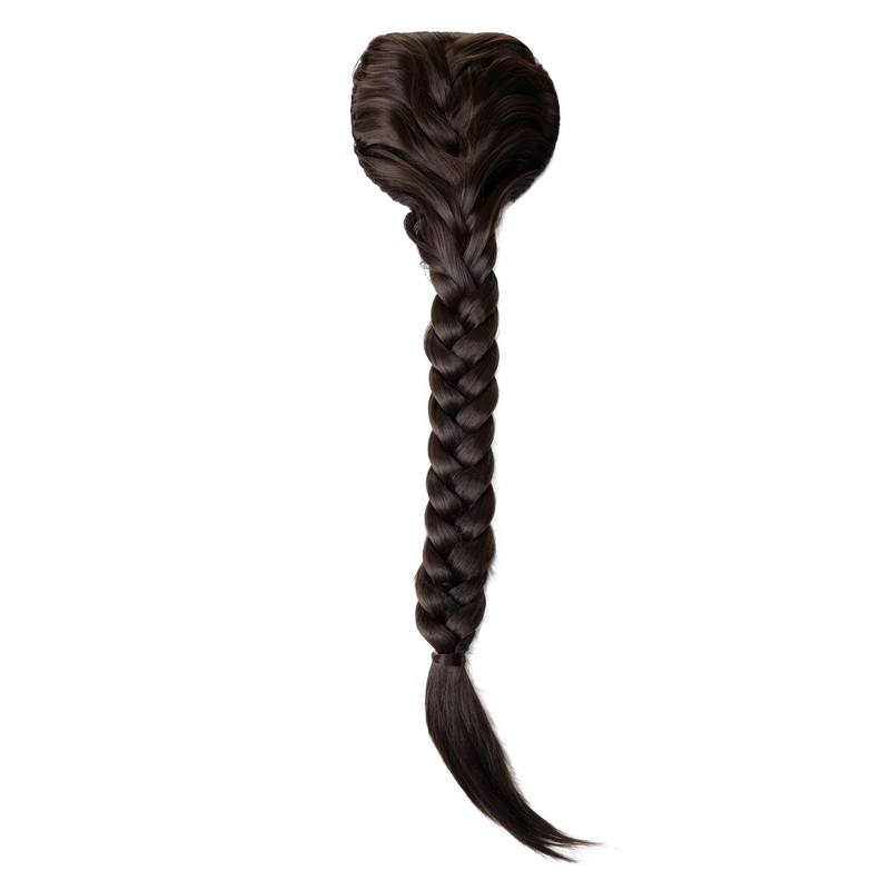 Hairpiece Ponytail cue queue plaited braided halfwig very long brown T1402-6
