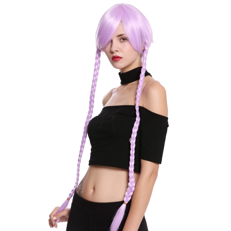 Lady Cosplay Wig short bob with long, thin braided plaits light purple SA093 L