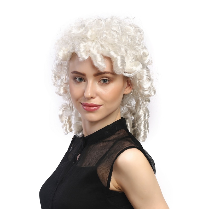 Lady Wig Halloween historic Baroque Victorian Gothic curls ringlets white 90901