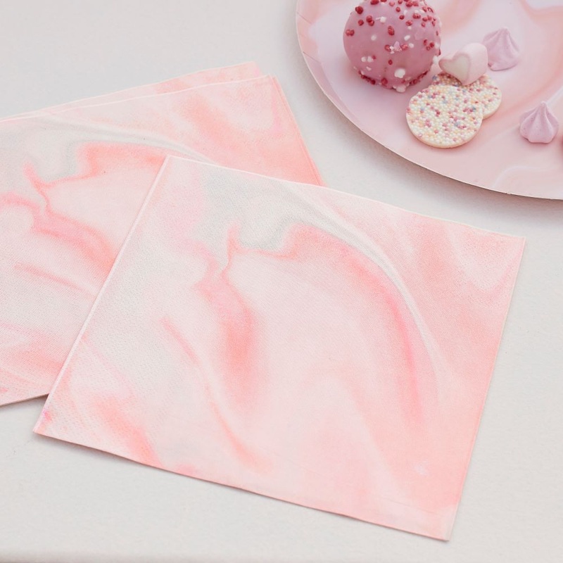 16 Rosy Marble Eco Napkins 33cm