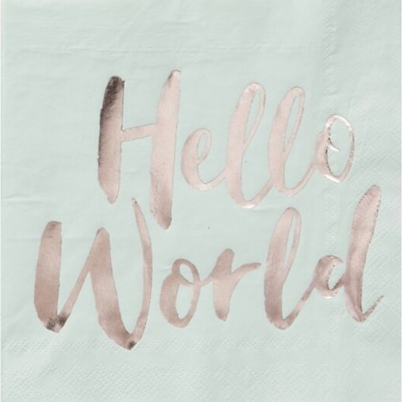 20 hello world napkins 33cm