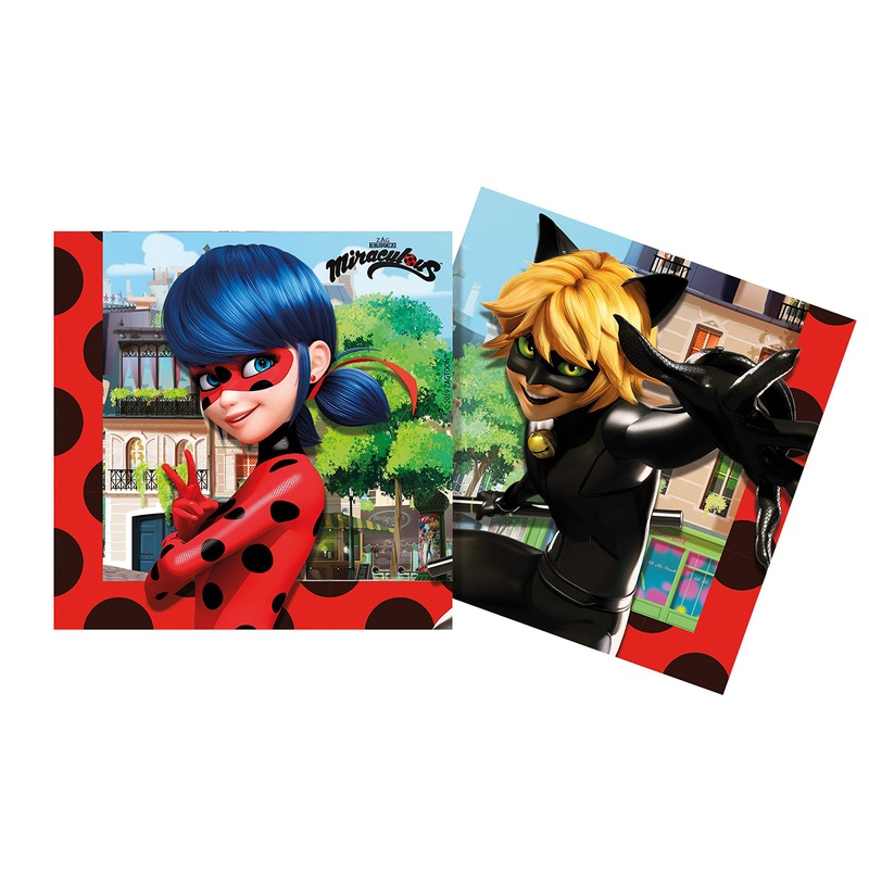 20 Miraculous Ladybug napkins 33cm compostable