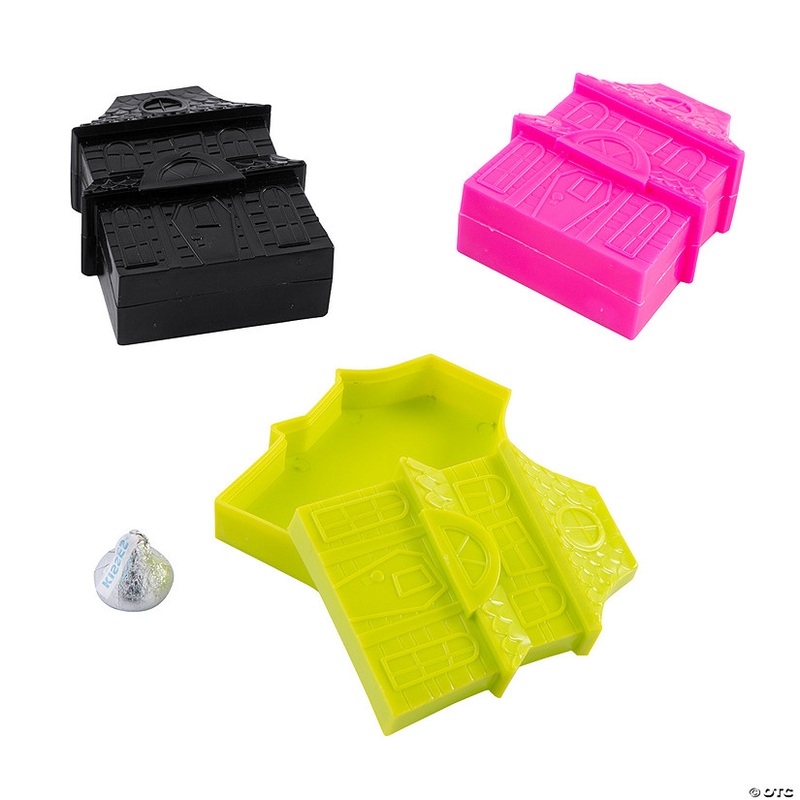 Haunted House-Shaped Halloween BPA-Free Plastic Favor Containers – 12 Pc.