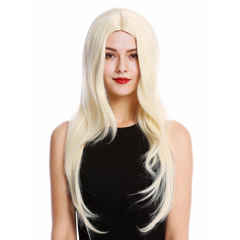 Lady wig women’s wigvery long smooth middle-parting light blond 3217