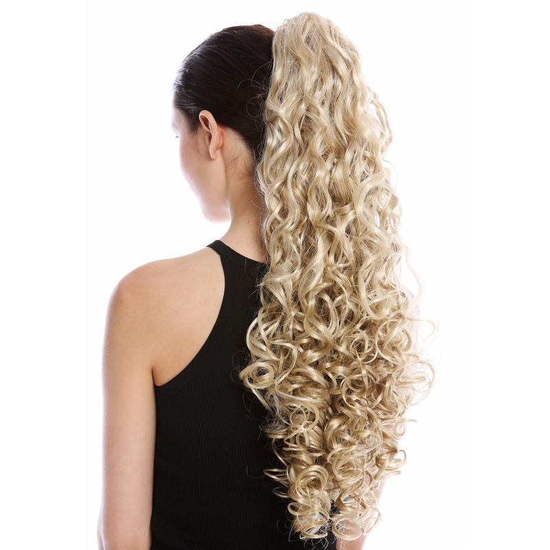Ponytail Combs & Clamp very long voluminous curled blonde platinum mix MKB-21