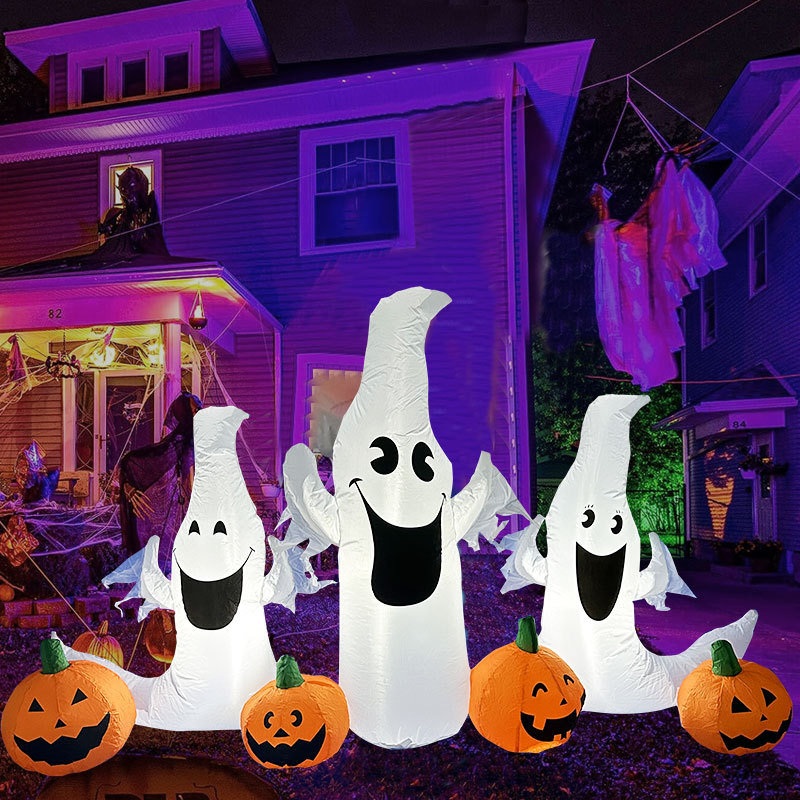2023 Giant Inflatable Ghost with Color Change Light Outdoor Yard Decorations