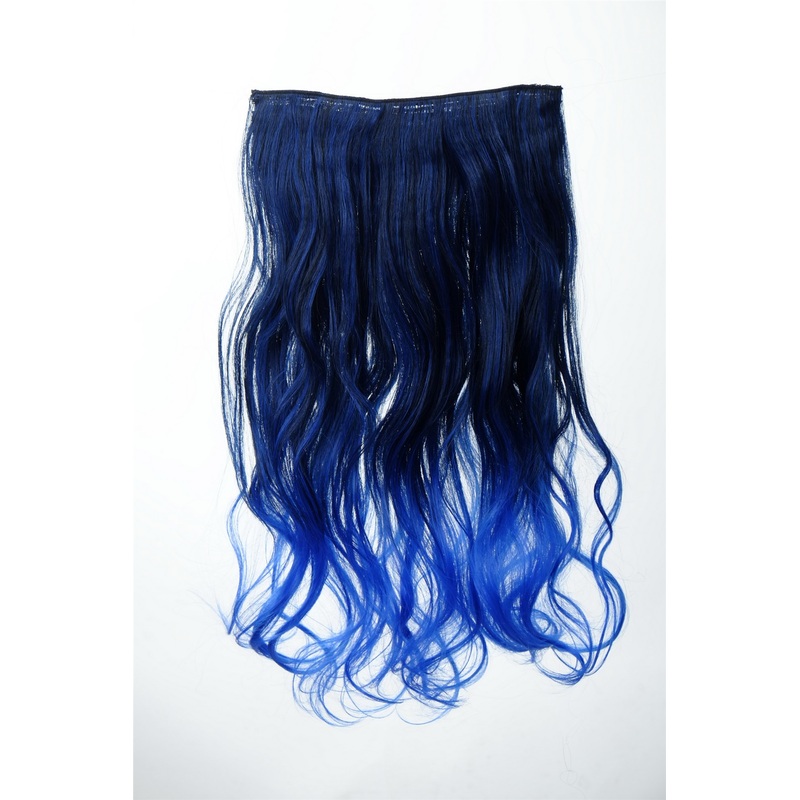 5 Clip-In Extension Hairpiece curled curls Ombre Blue Black-Neon Blue Mix YZF-3180P-1BTTTF2517