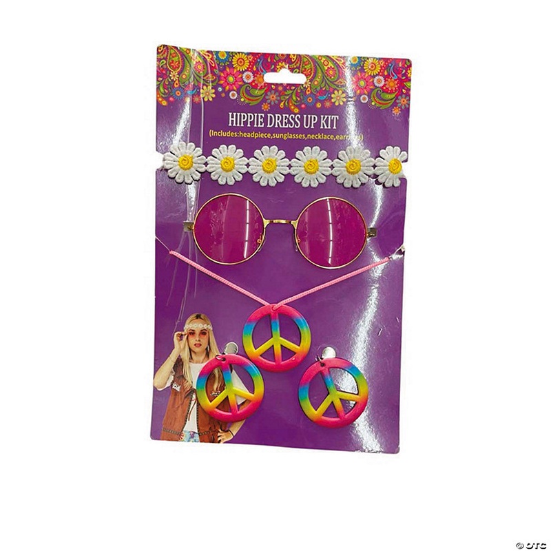 Adults Hippie Costume Accessory Kit – 4 Pc.