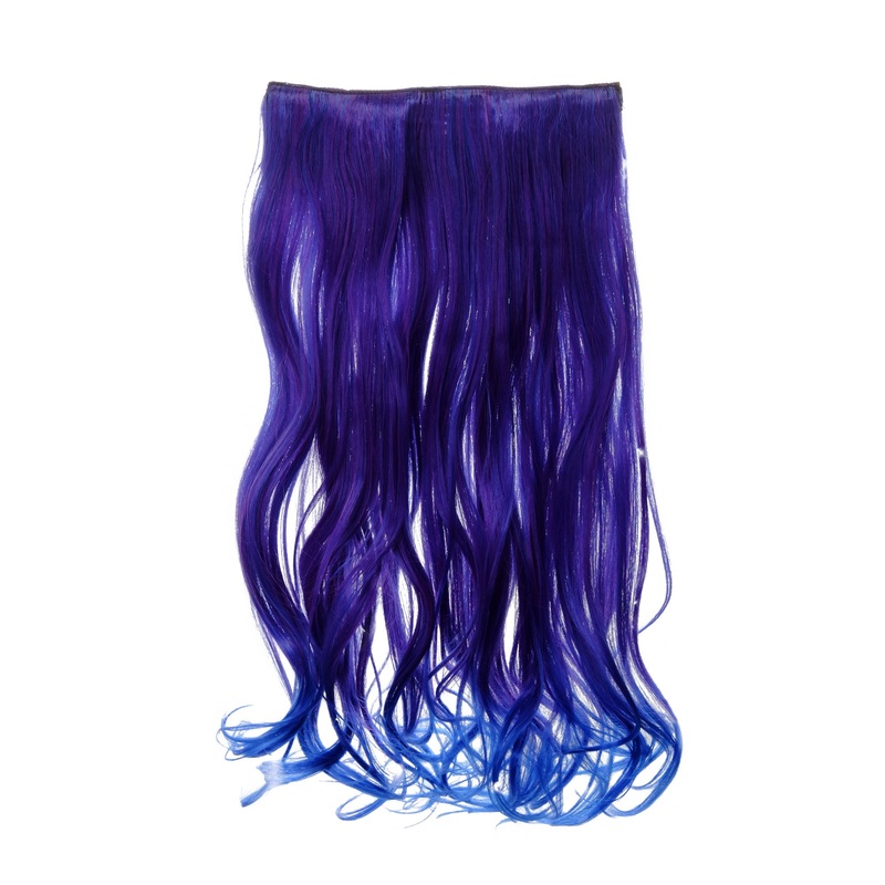 Hairpiece Extension wide 5 clips wavy neon violet-neon blue mix YZF-3180-T2420TTF2517