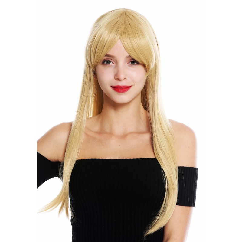 Women’s wig lady cosplay long sleek fringe parted blonde YZF-41062