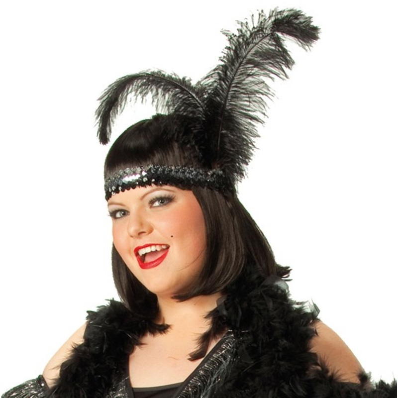 1920s sequin headband with feathers