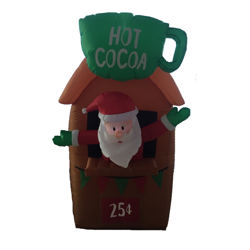 6FT Christmas Inflatable Santa Claus Coffee Shop, Inflatable Indoor Outdoor Holiday Decoration