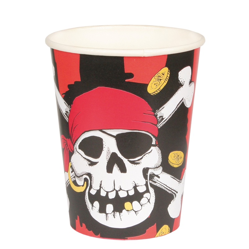 8 pirate paper cups Black Bone 266ml