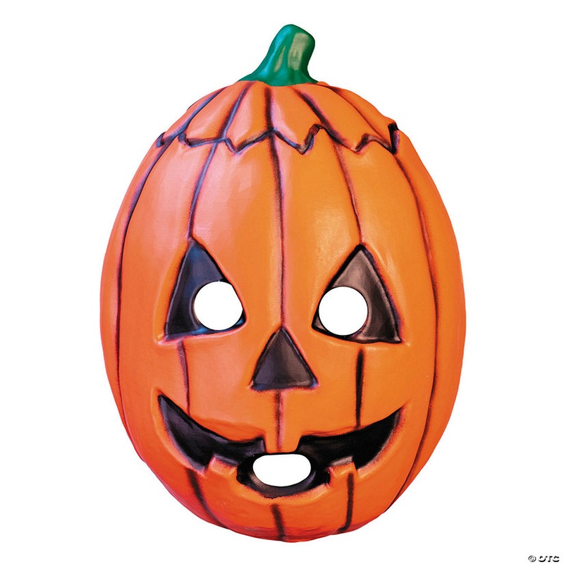 Adults Don Post Studios Orange Pumpkin Face Injection Molded Plastic Mask – One Size