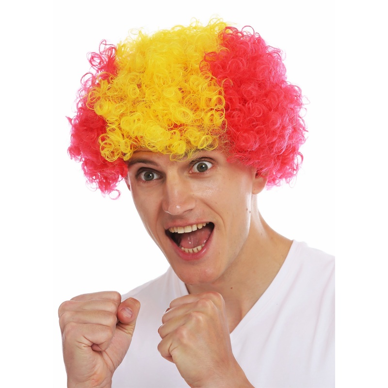 Fan wig carnival afro soccer football world cup red yellow red Spain MMAM-15M