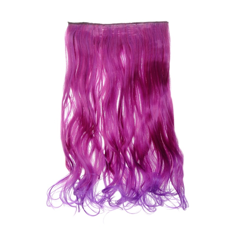 Hairpiece Extension wide 5 clips wavy dark pink-blue-violet mix YZF-3180-T2356TT3533