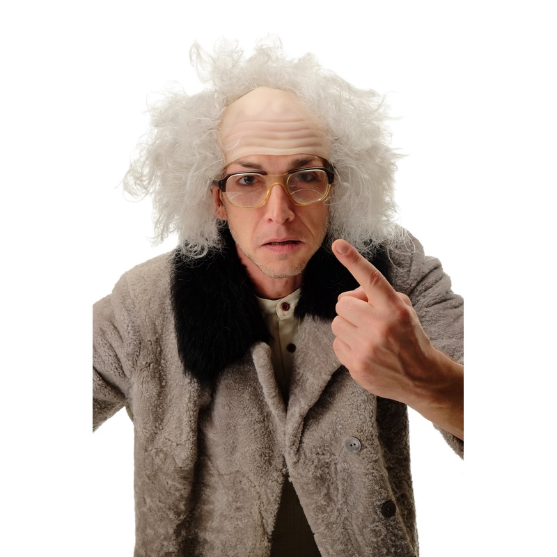 Wig crazy old half bald white grey gray wild Igor Einstein Frankenstein Grandpa
