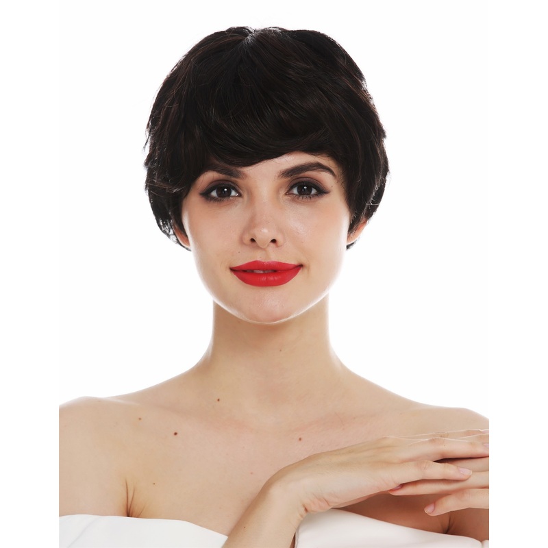 Women’s wig monofilament short androgynous black brown highlights DW3034-MT