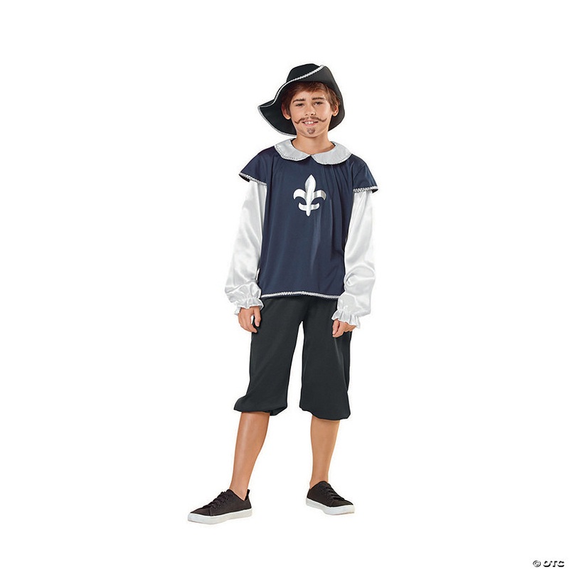 Blue and White Boys Musketeer Halloween Children’s Costume – Ages 7-9 Years