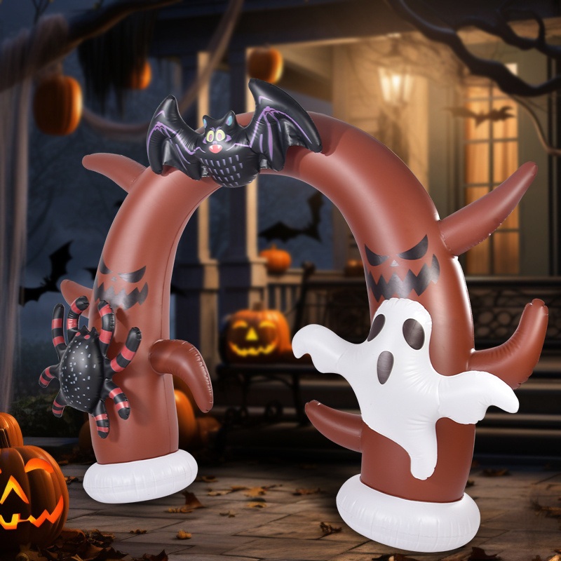 Spooky Inflatable Ghost with LED Lights Inflatable Tree Archway for Halloween Decoration