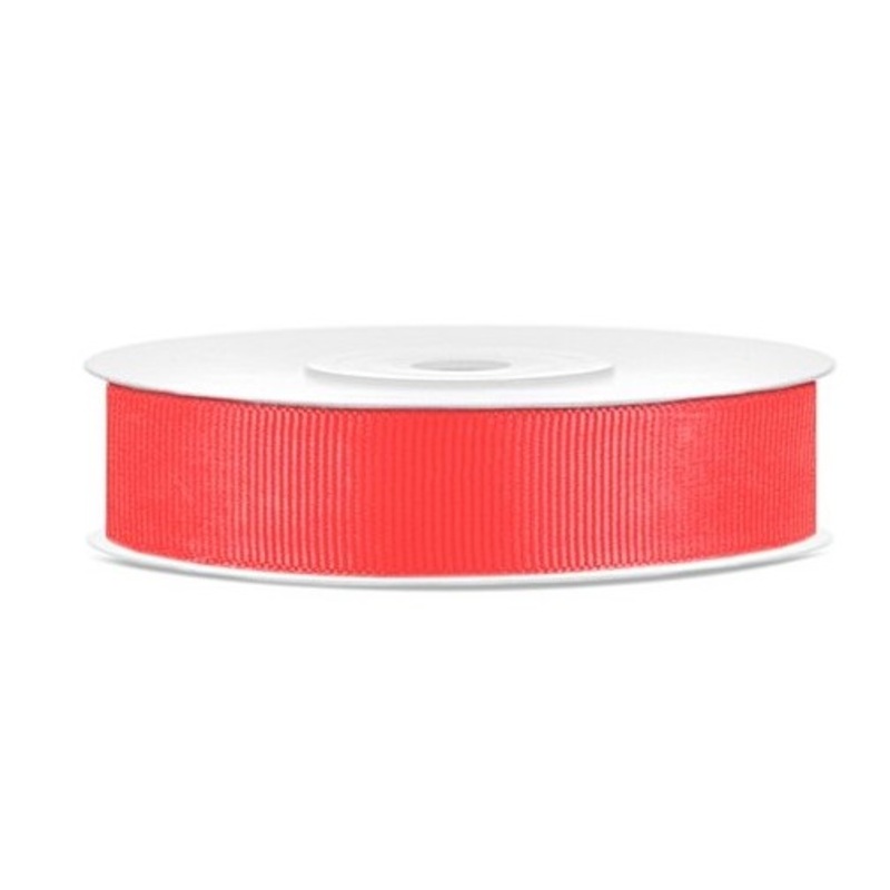 25m wide grosgrain ribbon in red-orange