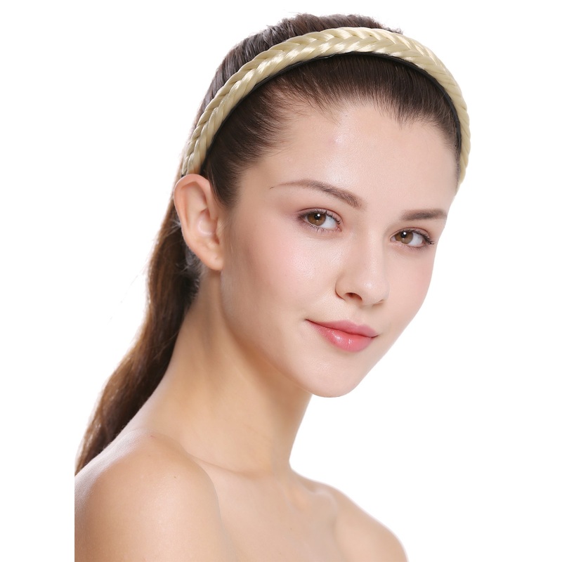 Hair loop Alice band plaited 0.7 inches wide braid light blonde CXT-001