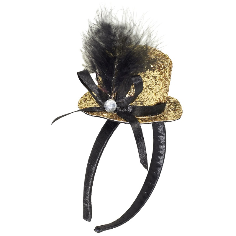 Mini cylinder on headband glitter gold