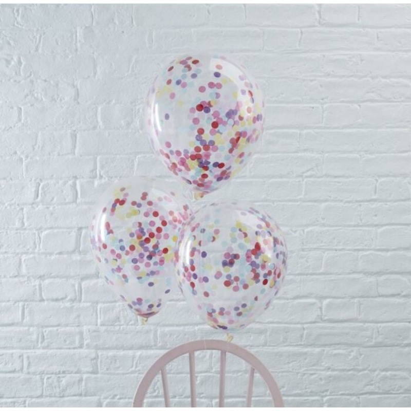 Multicoloured Confetti Balloons – 5 Pack