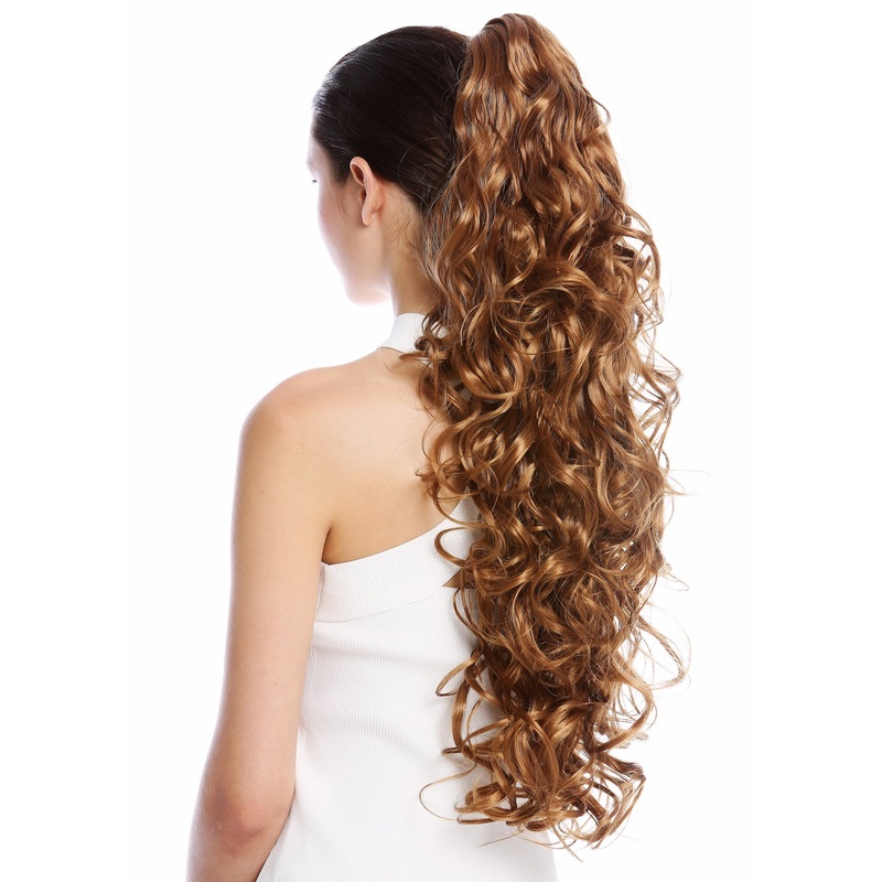 Ponytail Hairpiece very long voluminous curled curls strawberry blond 25