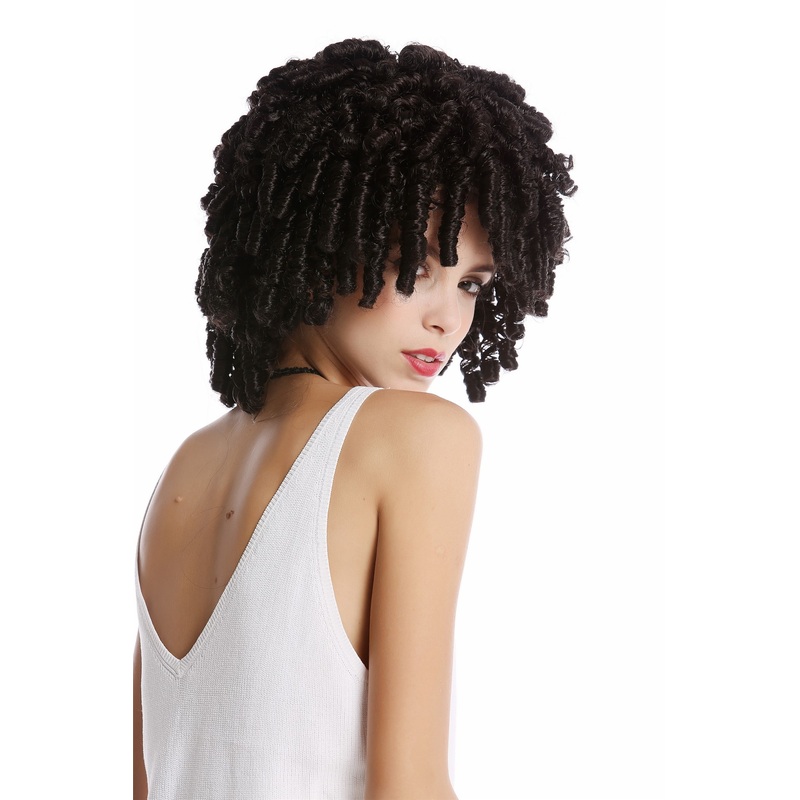 Wig Women Men black ringlets semi Rasta dreadlocks Caribbean Voodoo Priest Witch MH-07