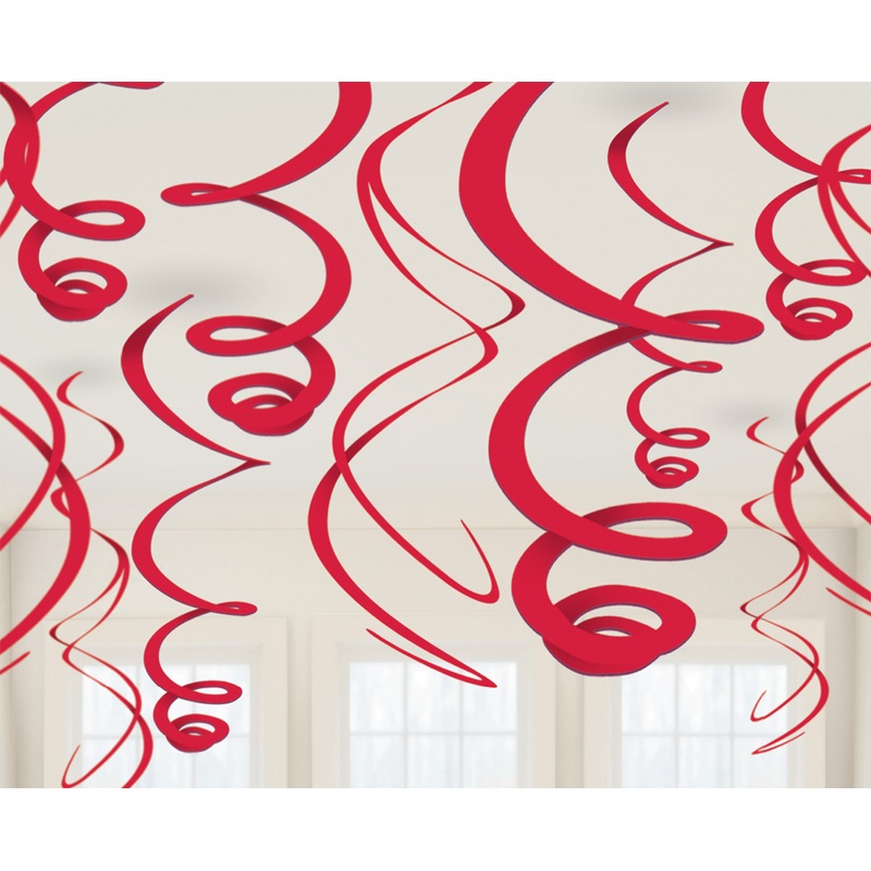 12 red decorative spirals Fiesta 55cm
