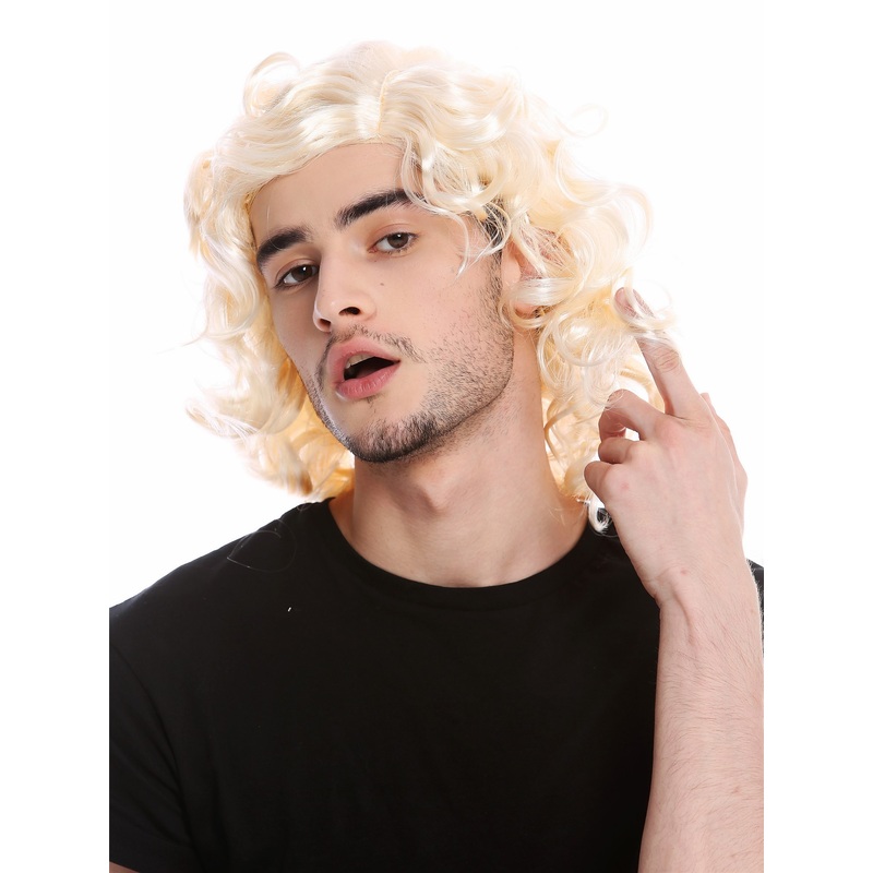3750-P88 Halloween Wig blond Men Women Gigolo 70ies Popstar Dancer Playboy