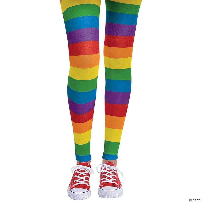 4 x 8 Adults Bright Color Rainbow-Striped Pride Polyester Footless Tights