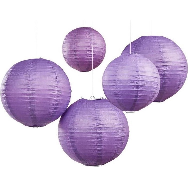 5 purple boho flowers lanterns