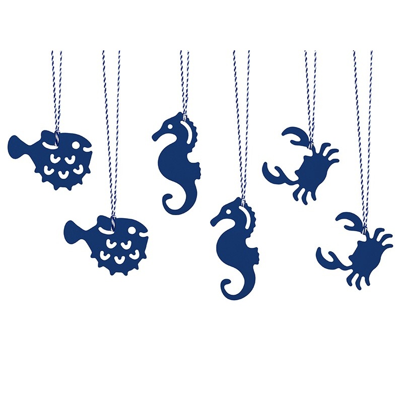 6 maritime gift cards Ahoy with ribbon