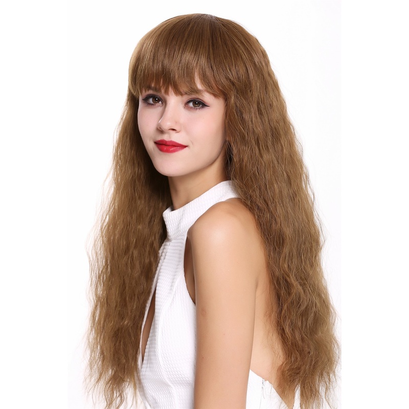 Lady wig long Curls Bangs Fringe curled Ombre dark blonde copper blond 1002A