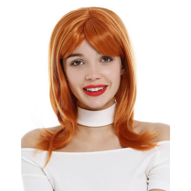 Lady Wig shoulder-length medium long layered straight hair orange 3003