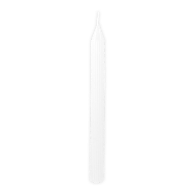 2 Taper Candles Fluted White 2 x 25cm