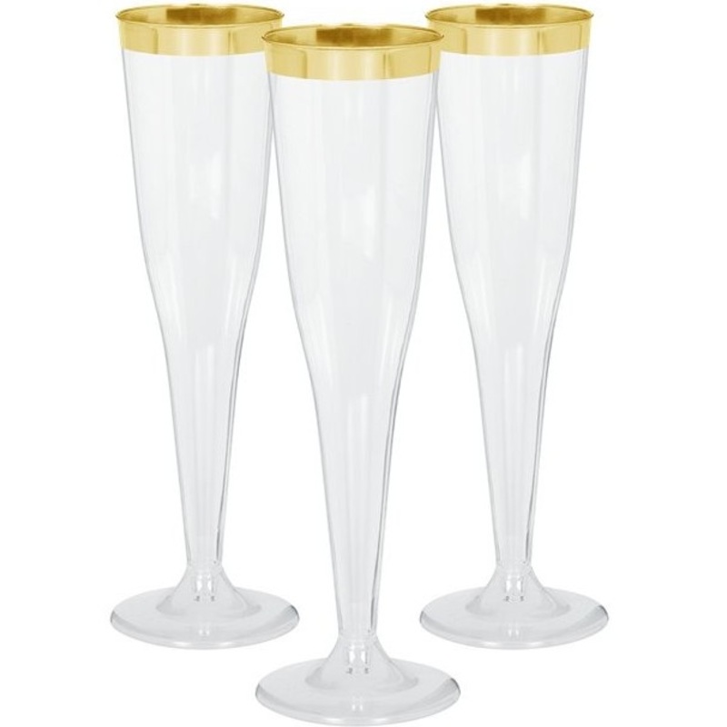 6 champagne flutes with gold rim 142ml