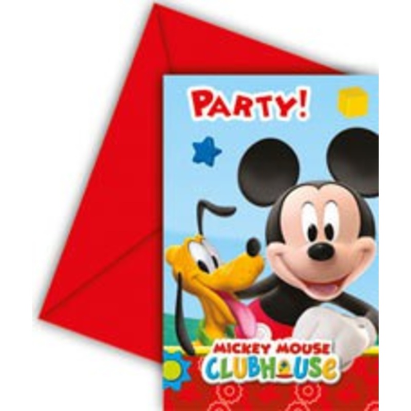 6 Mickey Mouse party friends invitation cards in a set