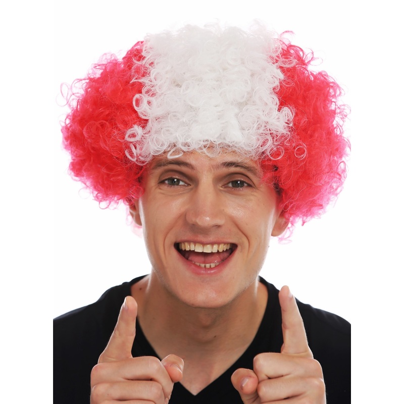 Fan wig carnival afro soccer football world cup red white red Austria MMAM-15M