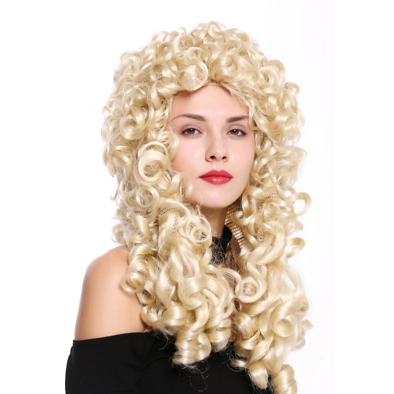 Wig women men Baroque renaissance king nobleman long curls curly platinum blonde